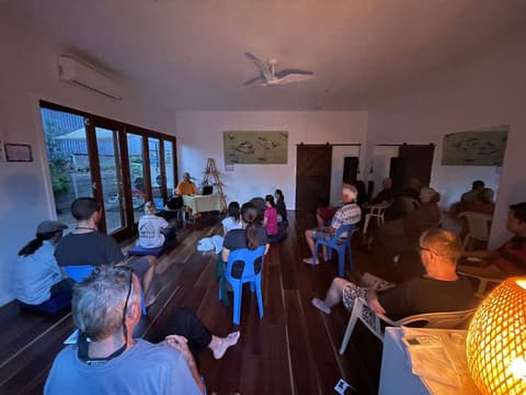An evening meditation class at the centre