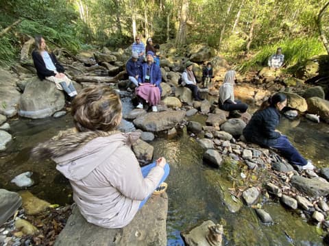 Meditation among the rocks by the creek