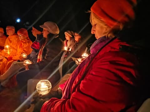 Candle-lit evening meditation